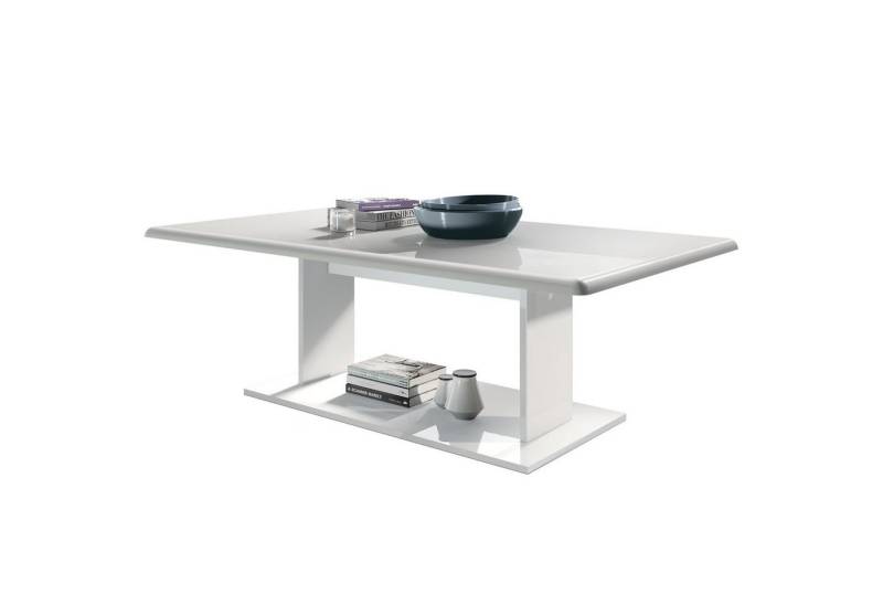 Vladon Couchtisch Mono (Wohnzimmertisch, mit Ablageboden), Weiß matt/Weiß Hochglanz (120 x 40 x 70) von Vladon
