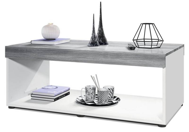 Vladon Couchtisch Pure (Wohnzimmertisch, in Kastenform), Weiß matt/Avola-Anthrazit (104 x 40,5 x 58 cm) von Vladon