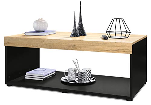 Vladon Couchtisch Pure, Made in Germany, Wohnzimmertisch in Kastenform, Schwarz matt/Eiche Natur (104 x 40,5 x 58 cm) Vladon Couchtisch Pure, Made in Germany, Wohnzimmertisch in Kastenform, Schwarz matt/Eiche Natur (104 x 40,5 x 58 cm) von Vladon