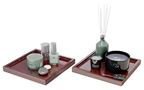 Vladon Dekoschale Maya, Made in Germany, moderne Dekorationsschale eckig, Bordeaux Hochglanz, 2er-Set (20 x 1,8 x 20 cm) von Vladon