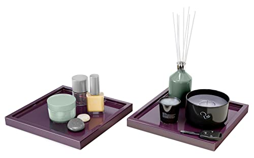 Vladon Dekoschale Maya, Made in Germany, moderne Dekorationsschale eckig, Brombeer Hochglanz, 2er-Set (20 x 1,8 x 20 cm) von Vladon