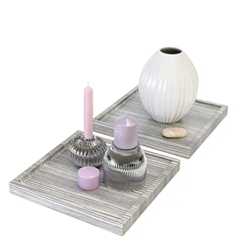 Vladon Dekoschale Maya, Made in Germany, moderne Dekorationsschale eckig, Avola-Anthrazit, 2er-Set (20 x 1,8 x 20 cm) von Vladon