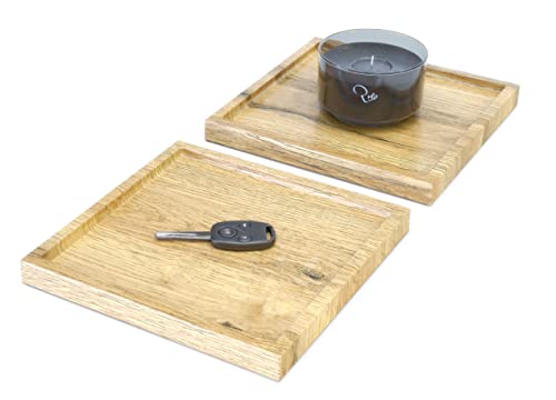 Vladon Dekoschale Maya, Made in Germany, moderne Dekorationsschale eckig, Eiche Natur, 2er-Set (20 x 1,8 x 20 cm) von Vladon