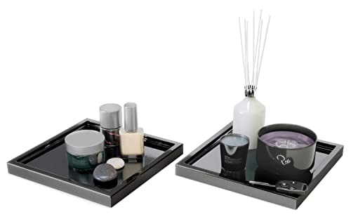 Vladon Dekoschale Maya, Made in Germany, moderne Dekorationsschale eckig, Schwarz Hochglanz, 2er-Set (20 x 1,8 x 20 cm) von Vladon