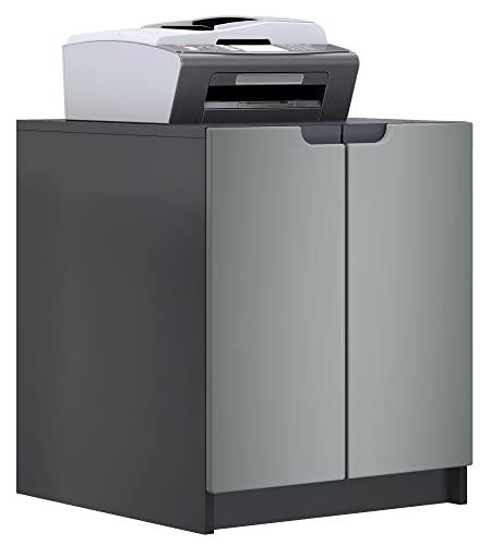 Vladon Druckerkommode Logan, Aktenschrank mit 2 Fächern und 2 Türen, Korpus in Schwarz matt, Fronten in Graphit seidenmatt, (51 x 60,5 x 54 cm) von Vladon