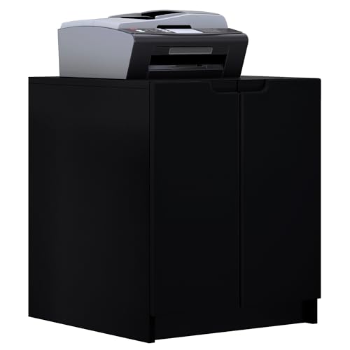 Vladon Druckerkommode Logan, Aktenschrank mit 2 Fächern und 2 Türen, Korpus in Schwarz matt, Fronten in Schwarz matt, (51 x 60,5 x 54 cm) von Vladon