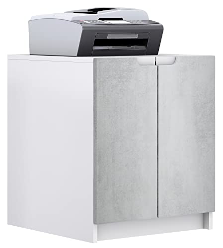 Vladon Druckerkommode Logan, Aktenschrank mit 2 Fächern und 2 Türen, Korpus in Weiß matt, Fronten in Beton Oxid Optik, (51 x 60,5 x 54 cm) von Vladon