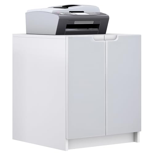 Vladon Druckerkommode Logan, Aktenschrank mit 2 Fächern und 2 Türen, Korpus in Weiß matt, Fronten in Weiß matt, (51 x 60,5 x 54 cm) von Vladon