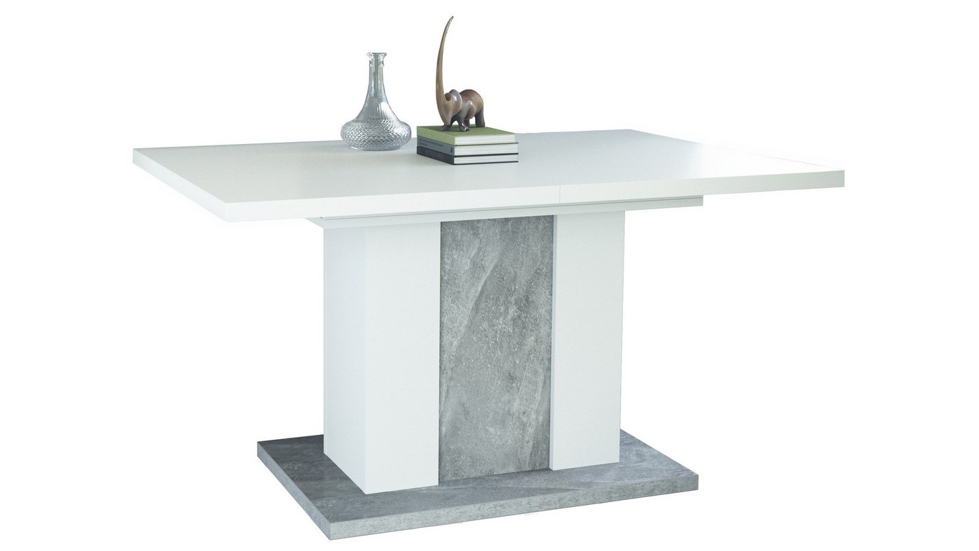 Vladon Esstisch Eckig (Esstisch, ausziehbar 140 - 180 / 160 - 200 x 75 x 90 cm), in Weiß / Beton, Weiß / Anthrazit, Anthrazit / Weiß verfügbar von Vladon