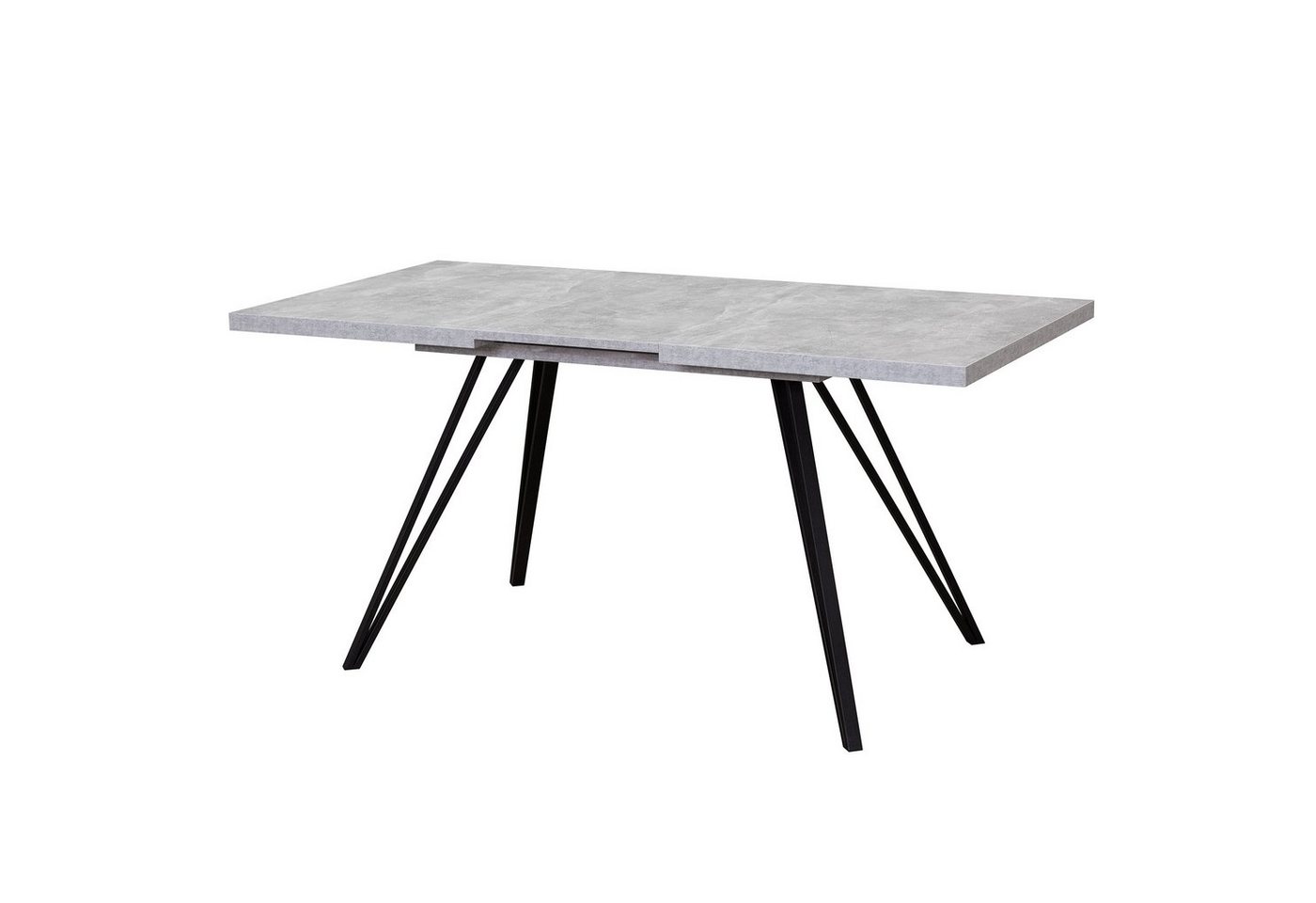 Vladon Esstisch Life (Tischplatte ausziehbar), 160 / 200 x 75 x 90 cm Beton Optik von Vladon