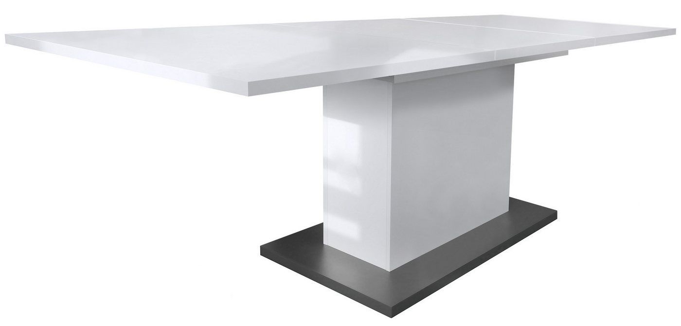 Vladon Esstisch Stella (Tischplatte ausziehbar, ausziehbar 165 / 220 x 75 x 90 cm), 165 / 220 x 75 x 90 cm, Farbe Weiß Matt von Vladon