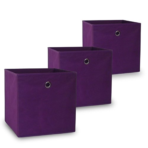 Vladon Faltbare Aufbewahrungsbox Oslo, 3er Set, Made in Germany, Lila (32 x 32 x 32 cm) von Vladon