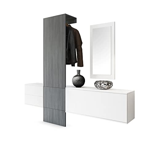 Vladon Garderobe Wandgarderobe Carlton Set 1, Made in Germany, Korpus in Weiß matt/Paneel in Avola-Anthrazit Vladon Garderobe Wandgarderobe Carlton Set 1, Made in Germany, Korpus in Weiß matt/Paneel in Avola-Anthrazit von Vladon