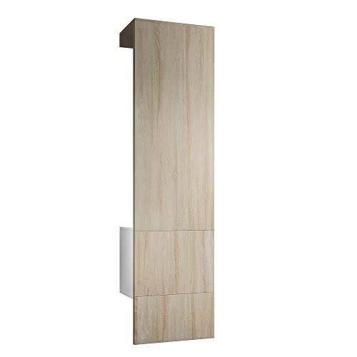 Vladon Garderobe Carlton Set 5, Made in Germany, Garderobenset bestehend aus 1 Garderobenpaneel mit integrierter Tür und 1 Kleiderstange, Weiß matt/Eiche sägerau (52 x 193 x 35 cm) von Vladon