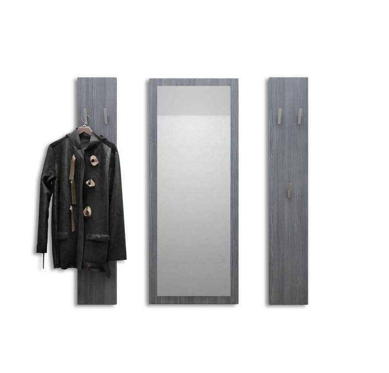 Vladon Garderoben-Set Spot, (Flurgarderobe, mit 2 Garderobenpaneelen und 1 Spiegel), Avola-Anthrazit (Paneel: 24 x 140 x 10 cm/Spiegel: 55 x 139 x 2 cm) von Vladon