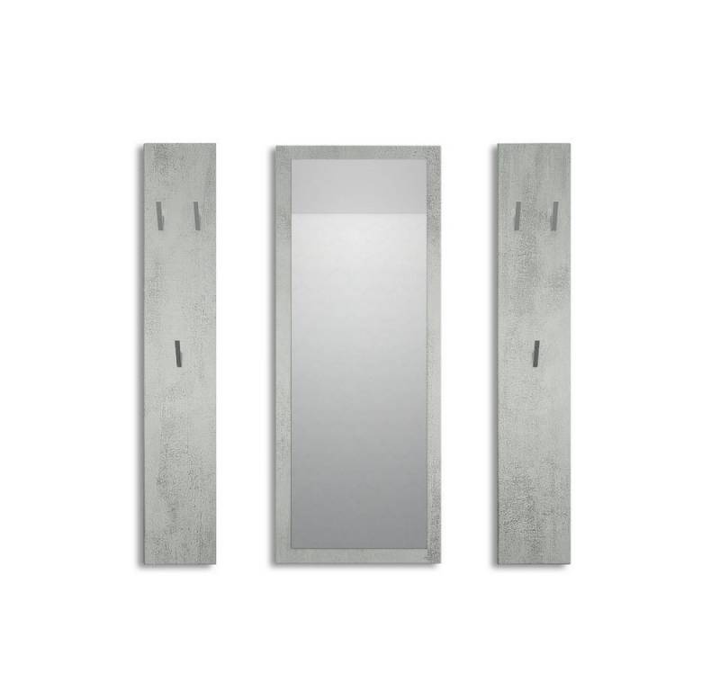 Vladon Garderoben-Set Spot, (Flurgarderobe, mit 2 Garderobenpaneelen und 1 Spiegel), Beton Oxid Optik (Paneel: 24 x 140 x 10 cm/Spiegel: 55 x 139 x 2 cm) von Vladon