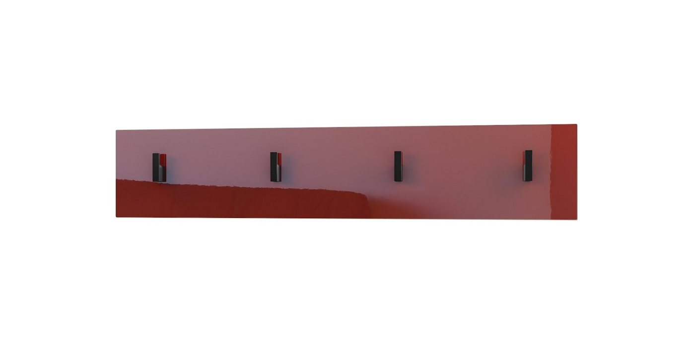 Vladon Garderobenpaneel Linea (Wandgarderobe, mit 4 Kleiderhaken), Bordeaux Hochglanz (72 x 14,5 x 3,5 cm) von Vladon