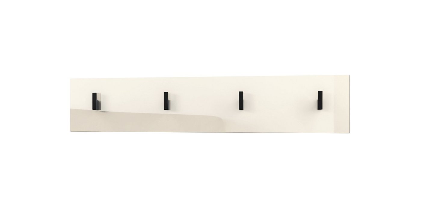 Vladon Garderobenpaneel Linea (Wandgarderobe, mit 4 Kleiderhaken), Creme Hochglanz (72 x 14,5 x 3,5 cm) von Vladon