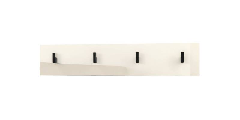 Vladon Garderobenpaneel Linea (Wandgarderobe, mit 4 Kleiderhaken), Creme Hochglanz (72 x 14,5 x 3,5 cm) von Vladon
