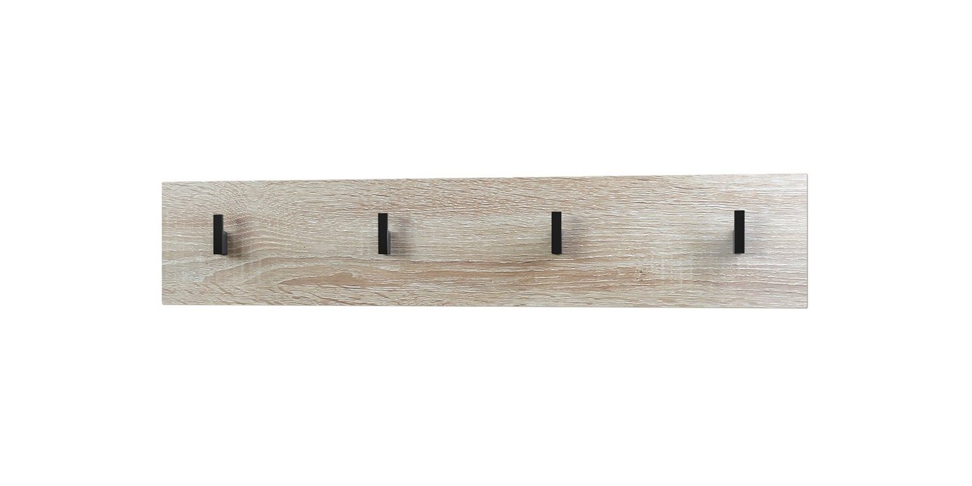 Vladon Garderobenpaneel Linea (Wandgarderobe, mit 4 Kleiderhaken), Eiche sägerau (72 x 14,5 x 3,5 cm) von Vladon