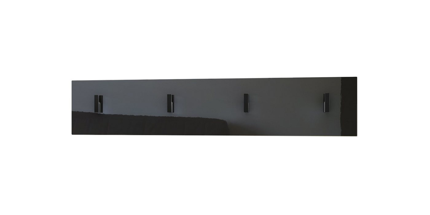 Vladon Garderobenpaneel Linea (Wandgarderobe, mit 4 Kleiderhaken), Schwarz Hochglanz (72 x 14,5 x 3,5 cm) von Vladon