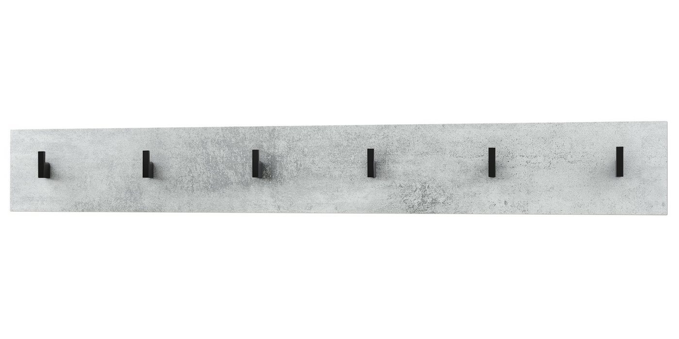 Vladon Garderobenpaneel Linea (Wandgarderobe, mit 6 Kleiderhaken), Beton Oxid Optik (110,5 x 14,5 x 3,5 cm) von Vladon