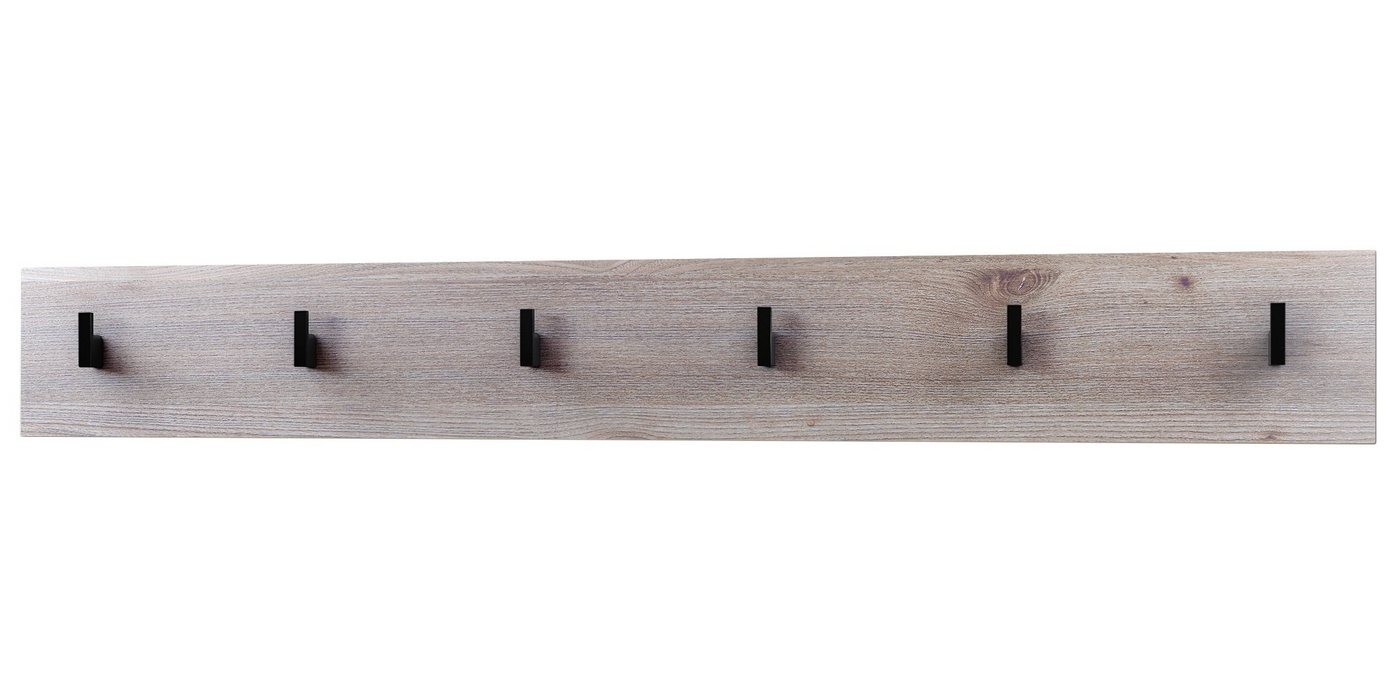 Vladon Garderobenpaneel Linea (Wandgarderobe, mit 6 Kleiderhaken), Eiche Nordic (110,5 x 14,5 x 3,5 cm) von Vladon