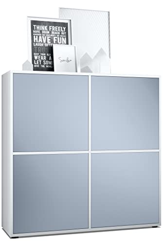 Vladon Highboard Cuba V2 Schrank 104 x 105,5 x 35,5 cm Sideboard mit 8 Fächern, Made in Germany, Korpus in Weiß matt/Fronten in Denim matt Vladon Highboard Cuba V2 Schrank 104 x 105,5 x 35,5 cm Sideboard mit 8 Fächern, Made in Germany, Korpus in Weiß matt/Fronten in Denim matt von Vladon