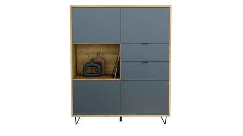 Vladon Highboard Marino, Sideboard mit 4 Türen und 2 Schubladen Anthrazit matt, Made in Germany, Korpus Eiche Evoke (103 x 125,5 x 37 cm) von Vladon