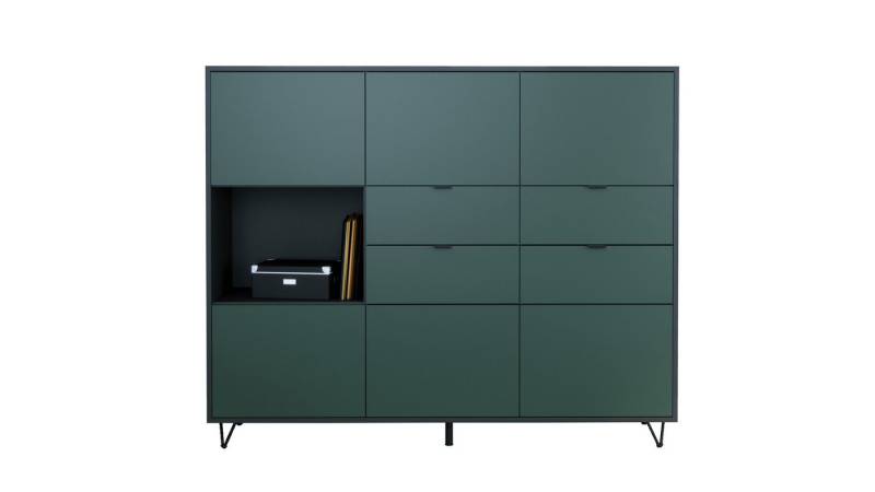 Vladon Highboard Marino V2 (Highboard mit 6 Türen Fjord Grün, 4 Schubladen Fjord Grün, Made in Germany), Korpus Anthrazit matt (152,5 x 125,5 x 37 cm) von Vladon