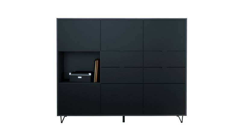 Vladon Highboard Marino V2 (Highboard mit 6 Türen Schwarz matt, 4 Schubladen Schwarz matt, Made in Germany), Korpus Anthrazit matt (152,5 x 125,5 x 37 cm) von Vladon