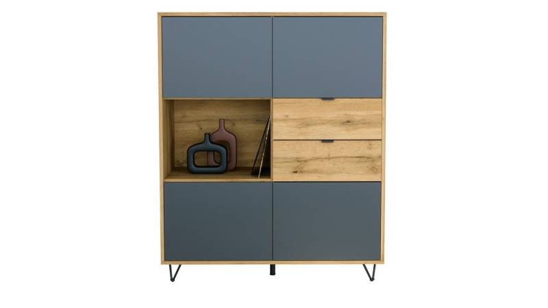Vladon Highboard Marino V1 (Highboard mit 4 Tür Anthrazit matt, 2 Schubladen Eiche Evoke, Made in Germany), Korpus Eiche Evoke (103 x 125,5 x 37 cm) von Vladon