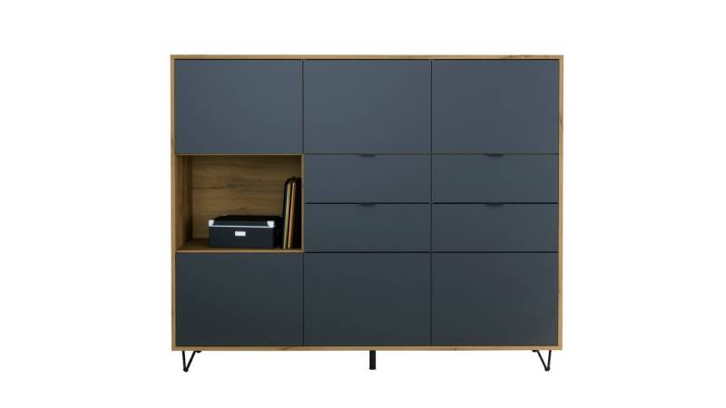 Vladon Highboard Marino V2 (Highboard mit 6 Türen Anthrazit matt, 4 Schubladen Anthrazit matt, Made in Germany), Korpus Eiche Evoke (152,5 x 125,5 x 37 cm) von Vladon