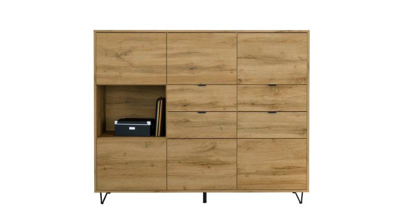 Vladon Highboard Marino V2 (Highboard mit 6 Türen Eiche Evoke, 4 Schubladen Eiche Evoke, Made in Germany), Korpus Eiche Evoke (152,5 x 125,5 x 37 cm) von Vladon