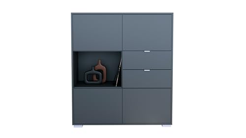 Vladon Highboard Milano, Sideboard mit 4 Türen und 2 Schubladen Anthrazit matt, Made in Germany, Korpus Anthrazit matt (103 x 118x 37 cm) von Vladon