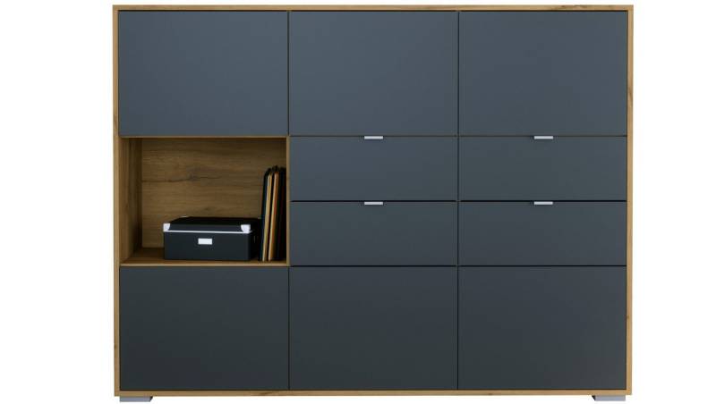 Vladon Highboard Milano (Highboard mit 6 Türen Anthrazit matt, 4 Schubladen Anthrazit matt, Made in Germany), Korpus Eiche Evoke (152,5 x 118 x 37 cm) von Vladon