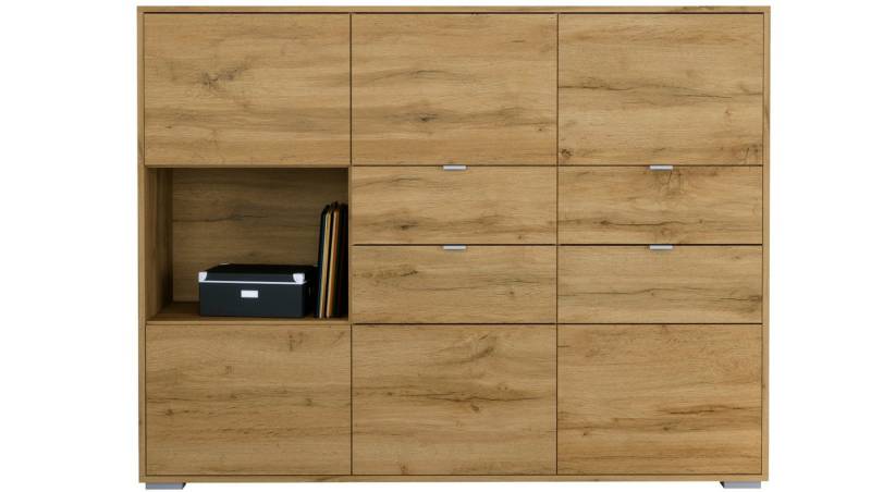 Vladon Highboard Milano (Highboard mit 6 Türen Eiche Evoke, 4 Schubladen Eiche Evoke, Made in Germany), Korpus Eiche Evoke (152,5 x 118 x 37 cm) von Vladon