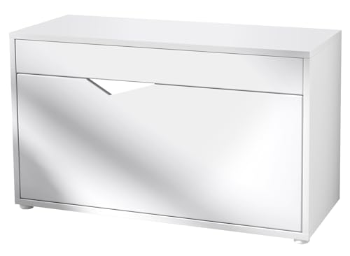 Vladon Kolmio Schuhbank, Sitzbank für 8 Paar Schuhe, Schuhregal mit Sitzfläche, Weiß matt/Weiß matt (85 x 50 x 33 cm) von Vladon