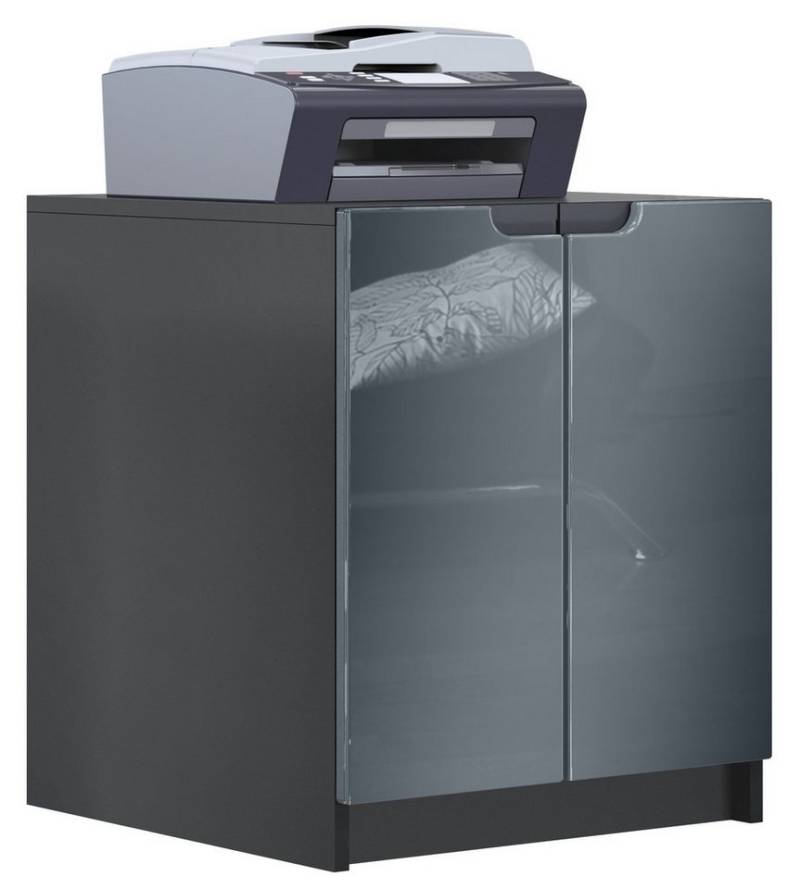 Vladon Kommode Logan (Aktenschrank, mit 2 Fächern und 2 Türen), Schwarz matt/Grau Hochglanz, (51 x 60,5 x 54 cm) von Vladon