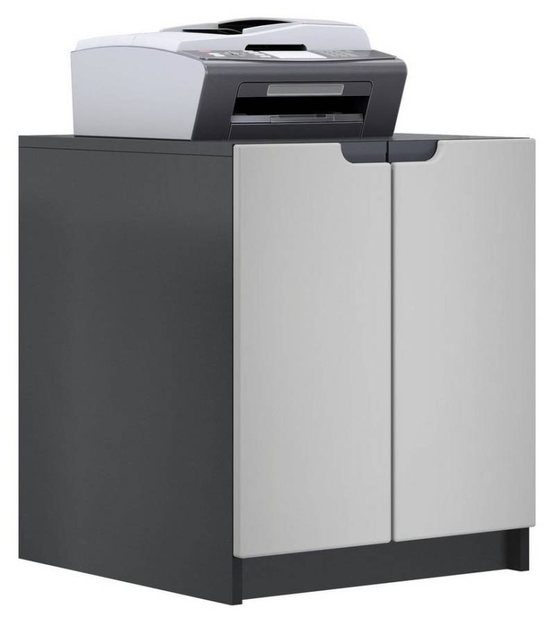 Vladon Kommode Logan (Aktenschrank, mit 2 Fächern und 2 Türen), Schwarz matt/Hellgrau seidenmatt, (51 x 60,5 x 54 cm) von Vladon
