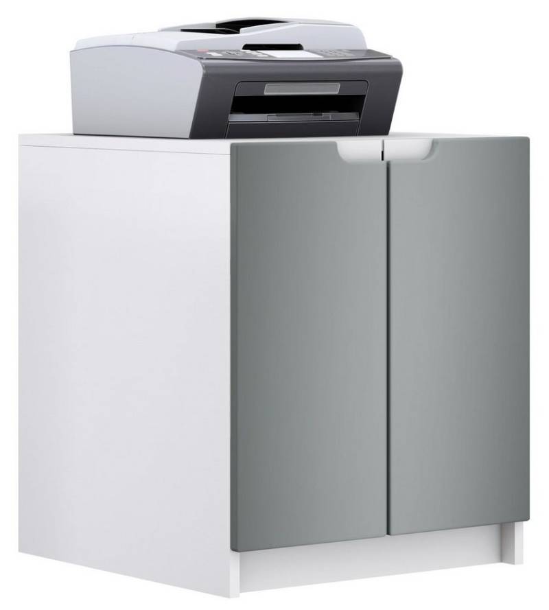 Vladon Kommode Logan (Aktenschrank, mit 2 Fächern und 2 Türen), Druckerschrank Weiß matt/Graphit seidenmatt (51 x 60,5 x 54 cm) von Vladon