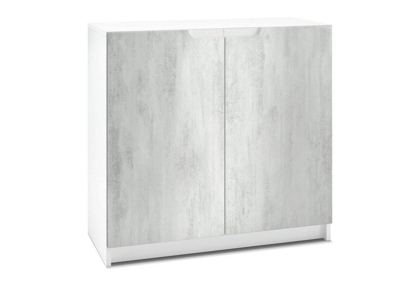 Vladon Kommode Logan (Kommode, mit 2 Türen), Weiß matt/Beton Oxid Optik (82 x 78 x 37 cm) von Vladon