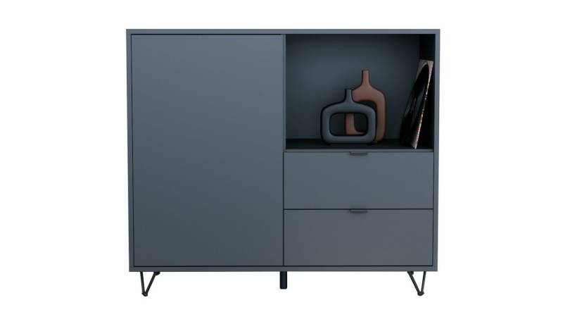 Vladon Kommode Marino (Kommode mit 1 Tür Anthrazit matt, 2 Schubladen Anthrazit matt, Made in Germany), Korpus Anthrazit matt (103 x 90,5 x 37 cm) von Vladon