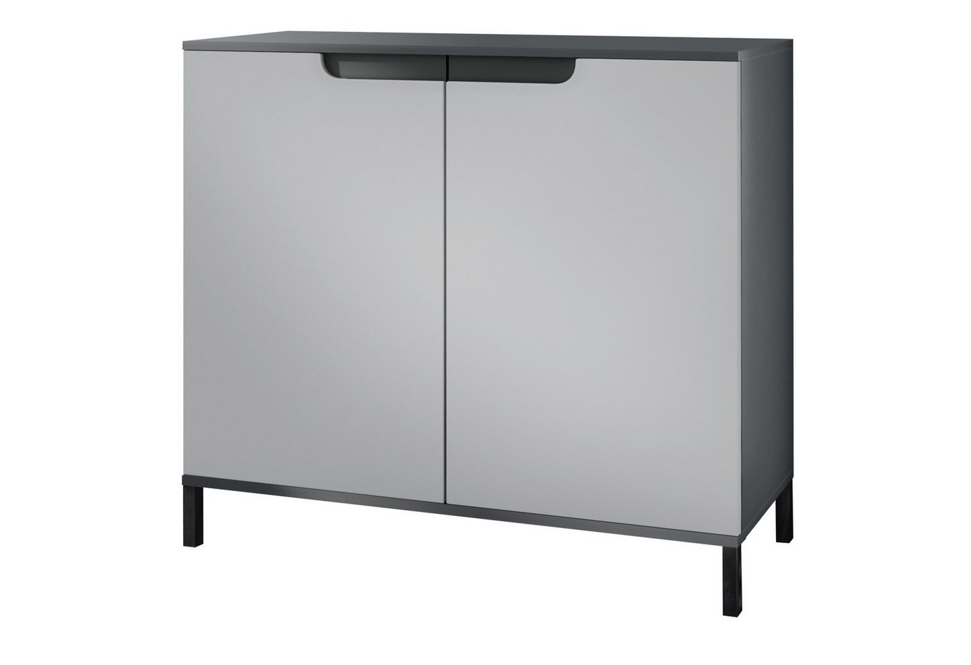 Vladon Kommode Sylt V3 (Moderner Küchenschrank, mit 2 großen Türen), Anthrazit matt / Hellgrau seidenmatt (92,5 x 83.5 x 35) von Vladon