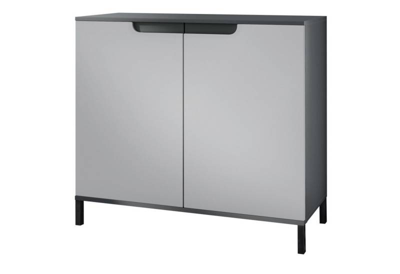 Vladon Kommode Sylt V3 (Moderner Küchenschrank, mit 2 großen Türen), Anthrazit matt / Hellgrau seidenmatt (92,5 x 83.5 x 35) von Vladon