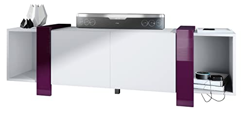 Vladon Lowboard Ida 149 x 45,5 x 34 cm TV-Board mit 4 Fächern und PTO-Türen, Made in Germany, Korpus in Weiß matt, Blenden in Brombeer Hochglanz | Große Farbauswahl Vladon Lowboard Ida 149 x 45,5 x 34 cm TV-Board mit 4 Fächern und PTO-Türen, Made in Germany, Korpus in Weiß matt, Blenden in Brombeer Hochglanz | Große Farbauswahl von Vladon