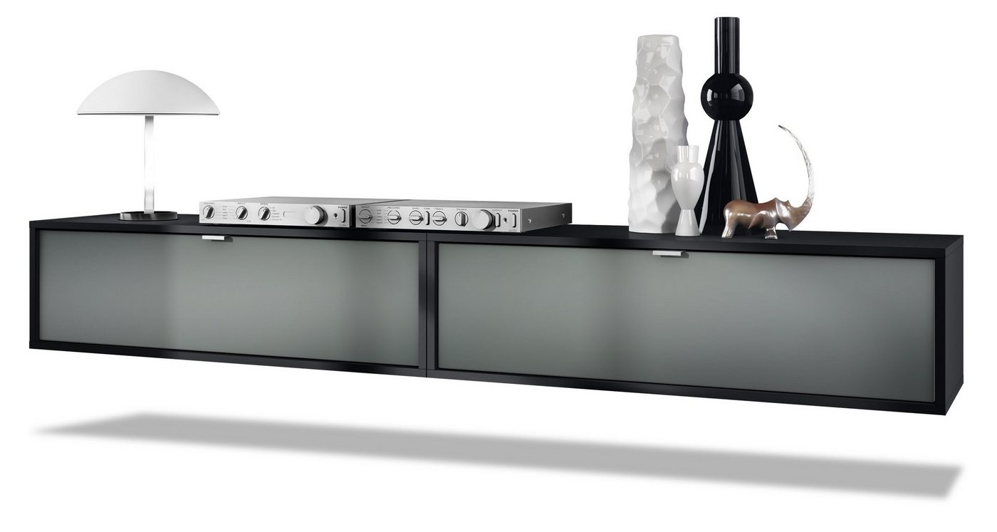 Vladon Lowboard Lana 1000 (2er-Set Tv-Kommode, mit Klappe), Schwarz matt/Graphit Seidenmatt (100 x 29 x 37 cm) von Vladon