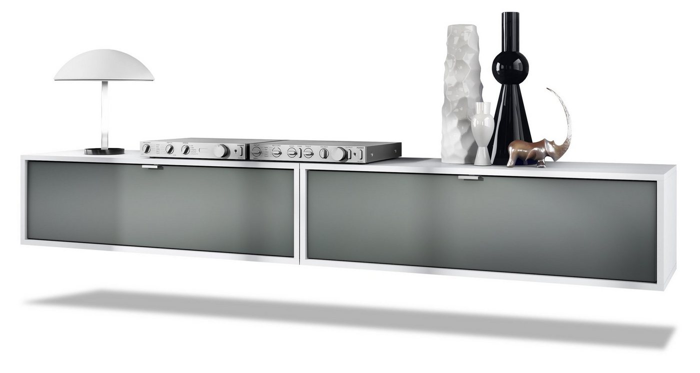Vladon Lowboard Lana 1000 (2er-Set Tv-Kommode, mit Klappe), Weiß matt/Graphit Seidenmatt (100 x 29 x 37 cm) von Vladon