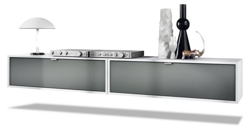 Vladon Lowboard Lana 1000 (2er-Set Tv-Kommode, mit Klappe), Weiß matt/Graphit Seidenmatt (100 x 29 x 37 cm) von Vladon