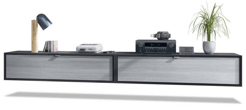 Vladon Lowboard Lana 1200 (2er-Set Tv-Kommode, mit Klappe dahinter 3 Fächer), Schwarz matt/Avola-Anthrazit (120 x 29 x 37 cm) von Vladon
